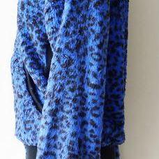 Soft Blue Leopard Thermal Coat W/ Turn-Down Collar on Luulla