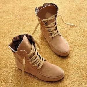 faux suede flat ankle boots