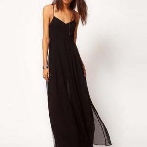 maxi spaghetti chiffon strap dress