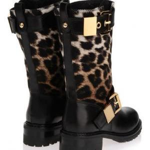 leopard motorcycle boots
