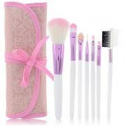 Blush Pink 7 Piece Natural Hair and Wood Professional Makeup Brush Set