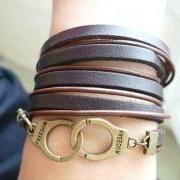 Vintage Style Leather Handcuff Bracelet