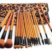Professional 18 Piece Luxurious Natural Hair Leopard Cosmetic Brush Set