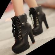 Hot Black 4.7in Platform High Heel Ankle Boots
