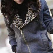 Gray Leopard Jacket Hoodie S, M or L