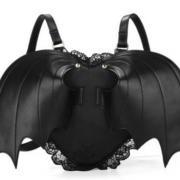 Black Bat Wing Heart Lace Backpack