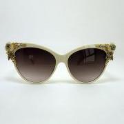 Avant-garde Cat Eye Sunglasses w/ Metal Flower & Bee (Cream or Black)