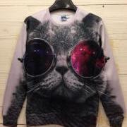 Cat w/ Steampunk Sunglasses Sweatshirt