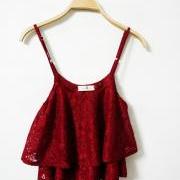 Red, Black or White Hot Lace Chiffon Tank Top Camisole