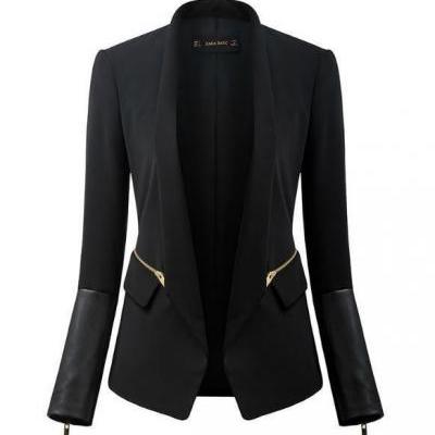 Fashionable, Chic & Elegant Blazer With Faux Leather Cuffs