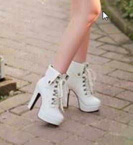high heel boots white