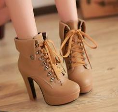 tan high heel ankle boots