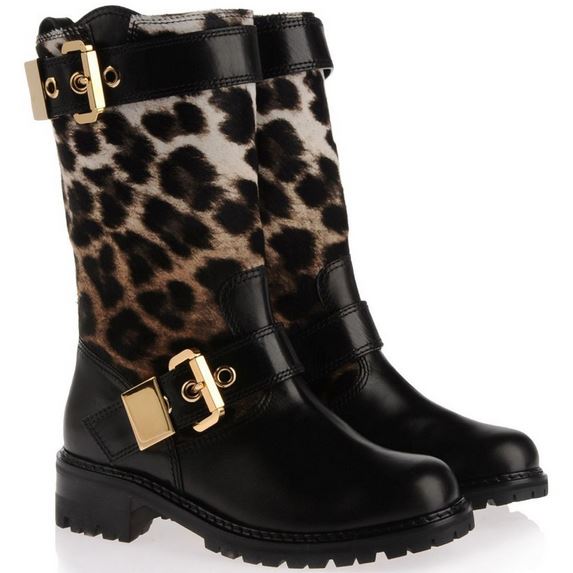 biker boots leopard