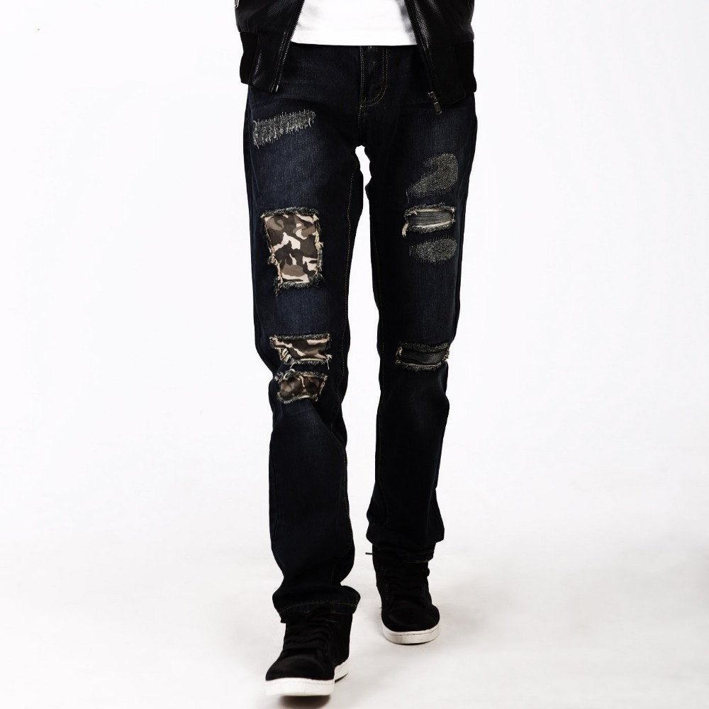 Patched Distressed Straightleg Jeans on Luulla