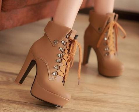 tan boots with small heel