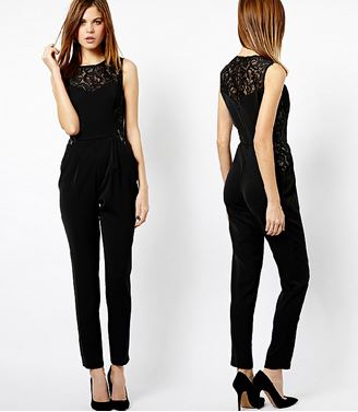 Elegant And Trendy Black Sleeveless Jumpsuit With Lace on Luulla