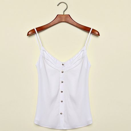 Chic & Beautiful White Chiffon Spaghetti Strap Tank Top (s-xxxl) on Luulla